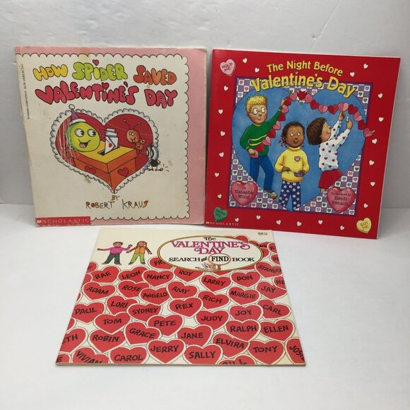 Vintage Lot 3 Kids Books Valentine's Day Spider Saved Night Before Search & Find - Picture 1 of 16